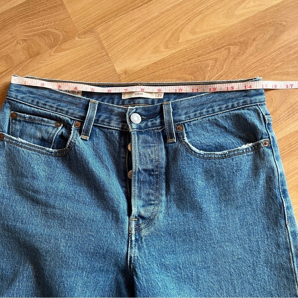 Levi’s Premium Wedgie Straight Jeans Size 27 Blue High Rise Button Fly - Picture 6 of 17
